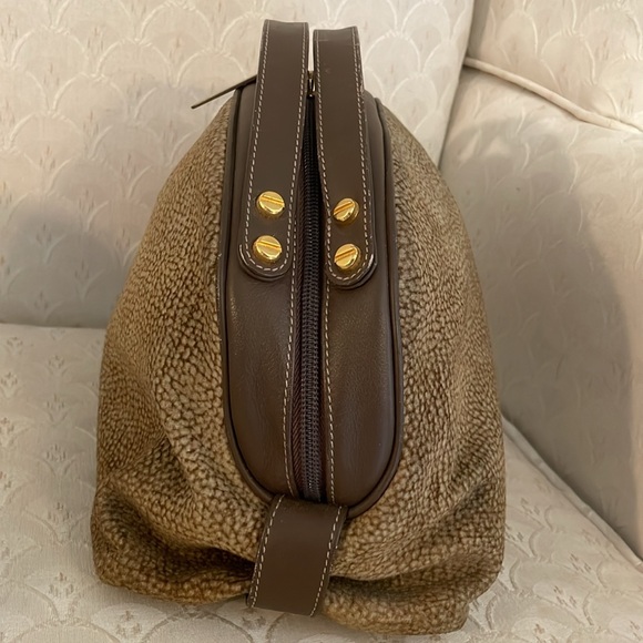 Borbonese Redwall Suede Textured Brown Dual Handle Satchel Bag EUC - Picture 7 of 16